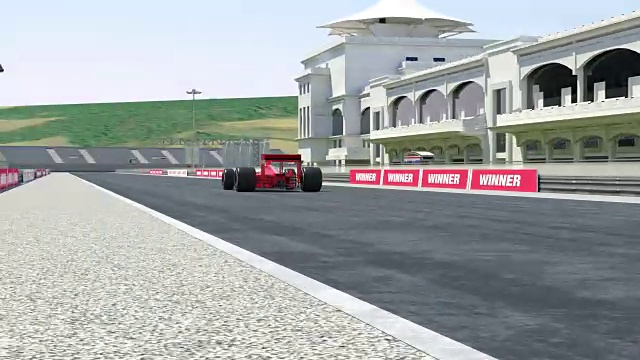 赛车穿过终点线和获胜- 4K 3D动画