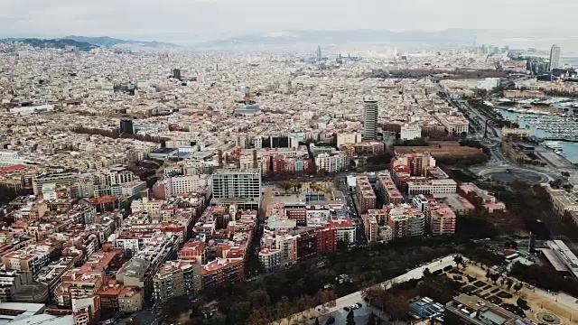 巴塞罗那历史街区的鸟瞰图