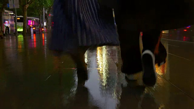 详情图-雨夜上海城市交通街道行走全景4k中国