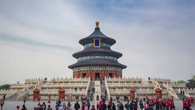 游客在天壇的時(shí)間流逝視頻在北京城市，中國，時(shí)間流逝