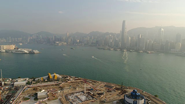 日落香港城建湾著名航拍全景4k中国