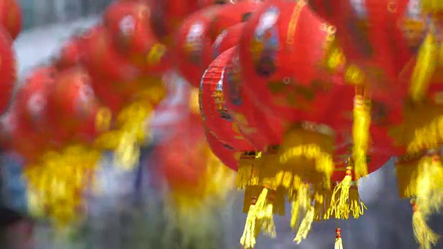 詳情圖-唐人街的中國新年燈籠。祝福短信意味著繁榮，富裕。