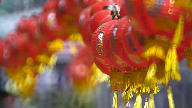 詳情圖-唐人街的中國新年燈籠。祝福短信意味著繁榮，富裕。