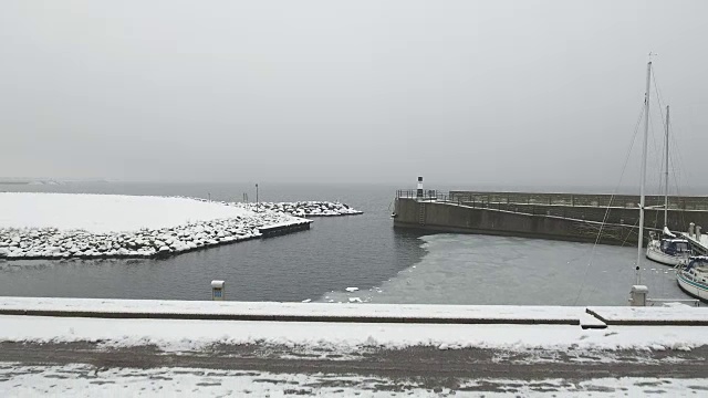 从空中传来的冬天里的Vastra Hamnen