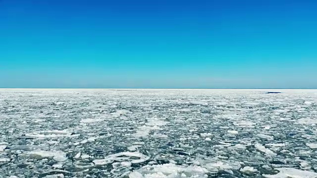 在阳光明媚的日子里飞过浮冰