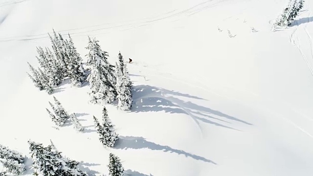 滑雪者在4k雪山上滑雪