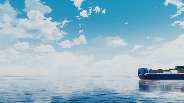 詳情圖-在公海上經(jīng)過的集裝箱貨船