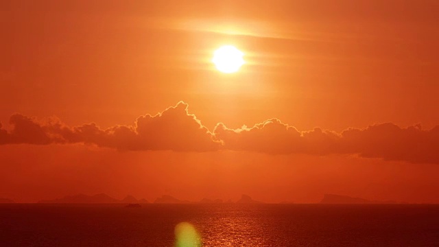 美丽的日落延时。太阳的特写镜头