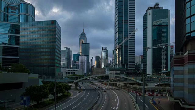 4K延时摄影:香港中央商务区日出