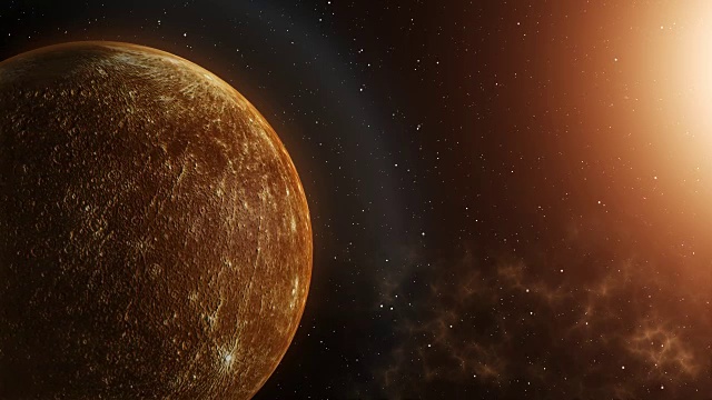 行星水星在太空中的旋转