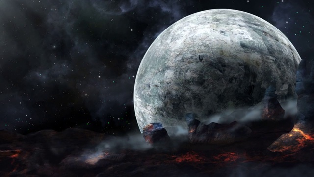 与行星和熔岩地一起穿越太空。