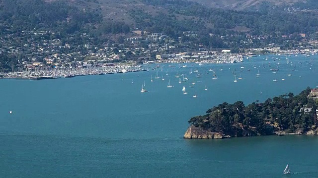 4K延时帆船漂浮在旧金山湾上