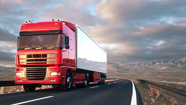 詳情圖-半掛車(chē)在沙漠道路上行駛