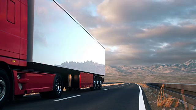詳情圖-半掛車(chē)在沙漠道路上行駛