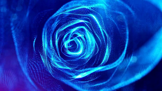 3d循环动画作为科幻小说背景发光粒子与景深和bokeh为vj循环。粒子形成线和面网格。V2蓝色球体