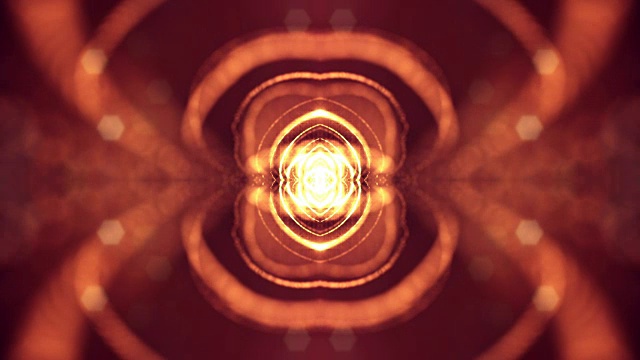 3d循环动画作为科幻小说背景发光粒子与景深和bokeh为vj循环。粒子形成线和面网格。V10红金