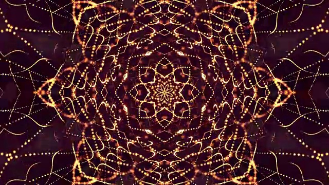 3d循环动画作为科幻小说背景发光粒子与景深和bokeh为vj循环。粒子形成线和面网格。第十九节红金
