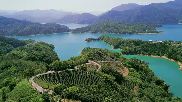 台湾台北茶园景观之空中景观。