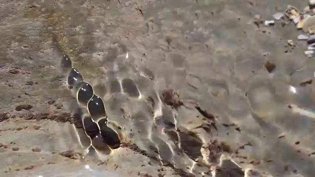 海滩岩石的高角度视图