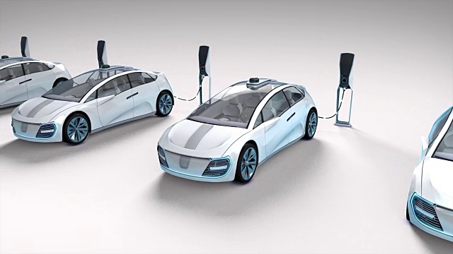 詳情圖-電動自動汽車在充電站充電。3,d動畫。
