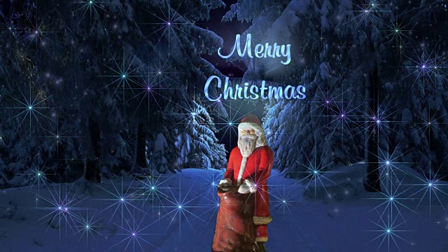 圣诞老人冬季森林灯