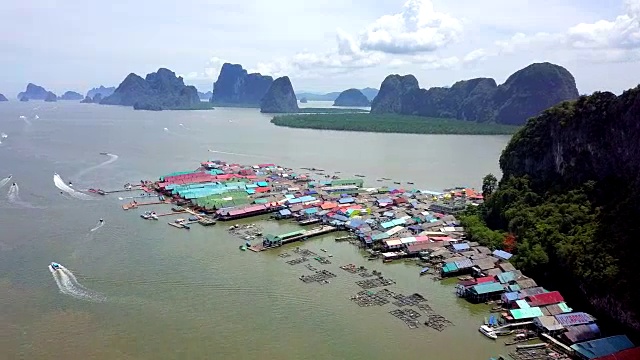 详情图-鸟瞰泰国攀雅湾戈班衣岛的渔村
