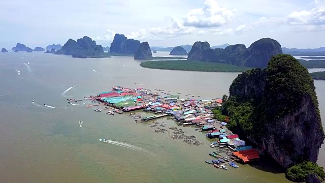 详情图-鸟瞰泰国攀雅湾戈班衣岛的渔村