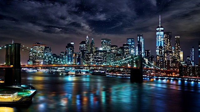 曼哈頓金融區(qū)的夜景