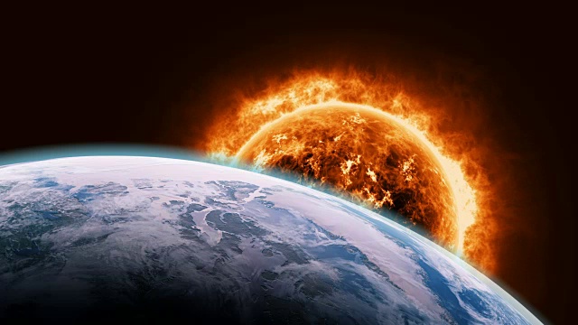 太阳表面以巨大的热能覆盖着地球。