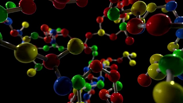 分子球和棍模型飞原子化学生物科学技术