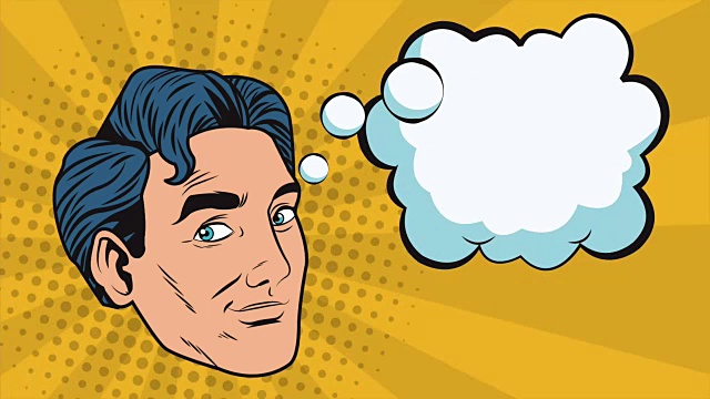 Pop art man face thinking on videogames高清动画