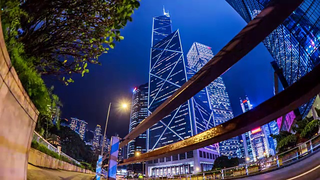 中國銀行在香港中環(huán)商務(wù)區(qū)的夜景