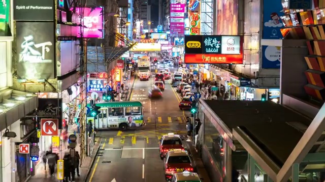 4k时光流逝-繁忙的香港街道，孟角