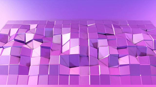 4k低多边形背景动画循环。无缝3d动画在现代几何低多边形样式与梯度颜色。创造性的简单背景。V2紫罗兰平面与复制空间
