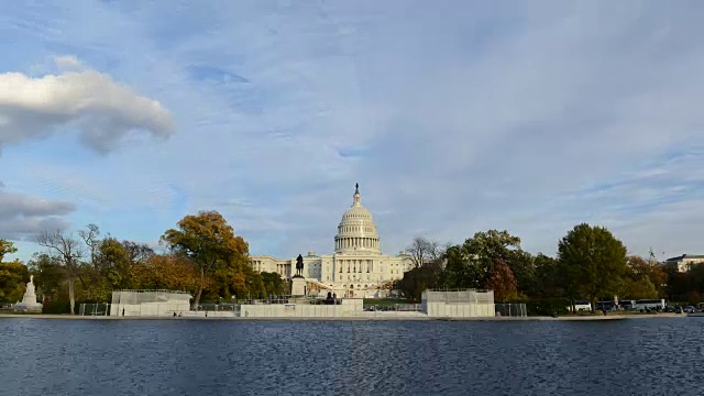 美国华盛顿的国会大厦和云的时间流逝