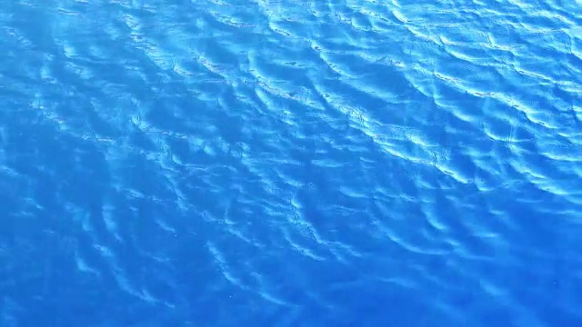 近距离抽象的蓝色水波纹湖河流纹理夏季背景。