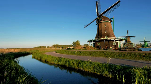 荷兰Zaanse Schans的风车。样子,荷兰