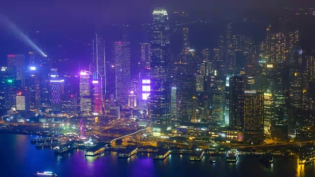 航拍下的香港天际线。中国香港