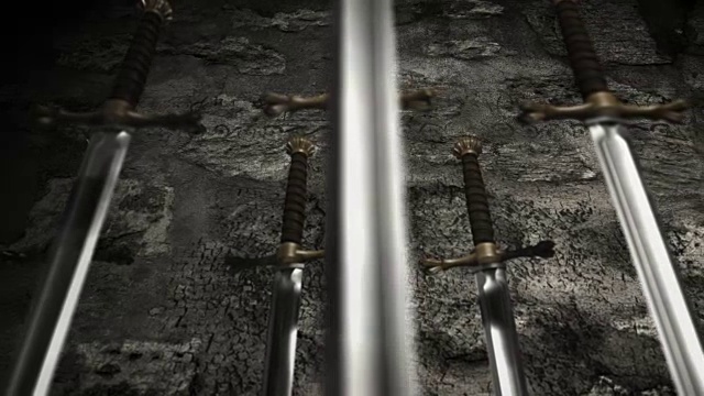 充满剑的中世纪武器