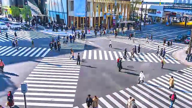详情图-4K，日本东京银座十字路口的交通和人群