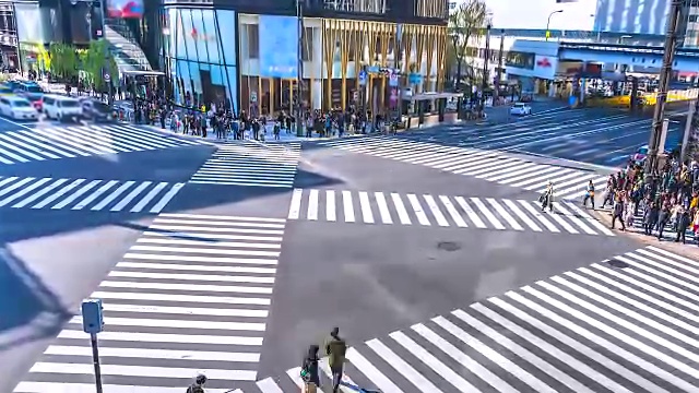 详情图-4K，日本东京银座十字路口的交通和人群