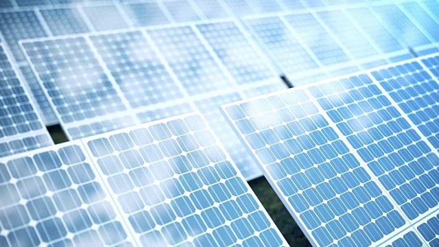 詳情圖-3D渲染太陽能發(fā)電技術(shù)。替代能源。太陽能電池板模塊與藍(lán)天