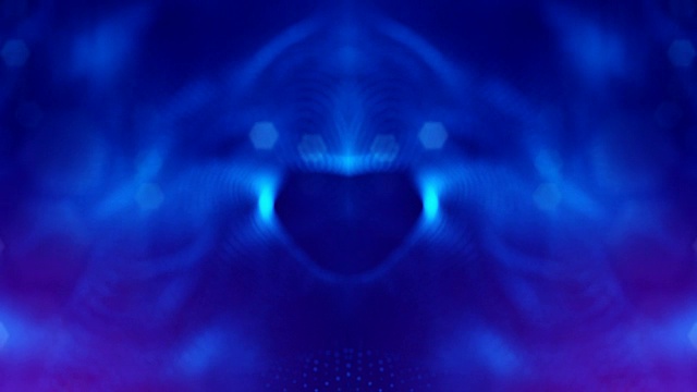 粒子形成线，表面网格或神秘的虚拟空间。3d无缝动画作为数字科幻小说背景发光粒子与景深，散景。蓝弦13