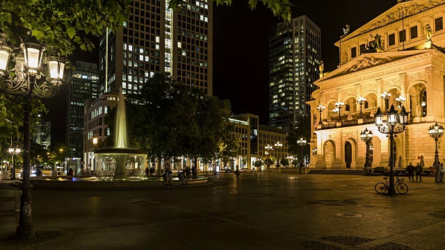 德国法兰克福歌剧院，夜景，延时拍摄