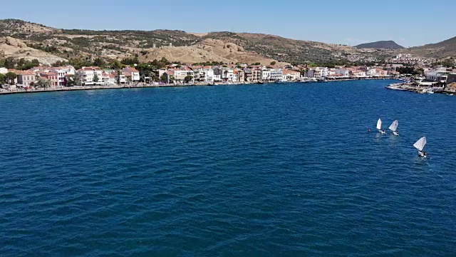 旅游爱琴海镇鸟瞰图