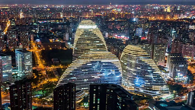 T/L WS HA PAN鸟瞰图北京天际线的夜晚