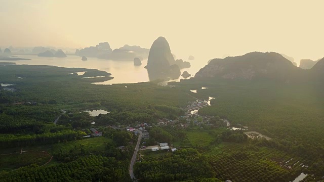 泰国攀雅省上午鸟瞰杜丽视点