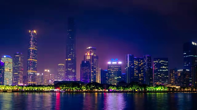 广州天际线的时间流逝。广州,中国