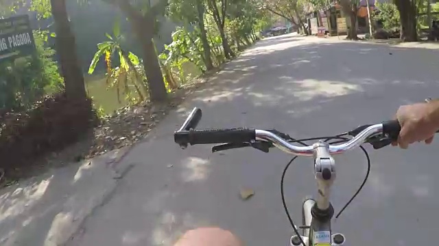 骑自行车穿过越南河滨村