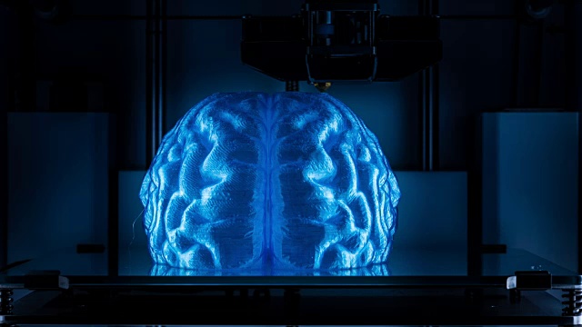 使用3D打印机，打印出象征人工智能的人脑模型